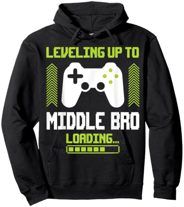 Leveled Up To Middle Brother Promoted To New Middle Brother Hoodie - Hoodie | Black