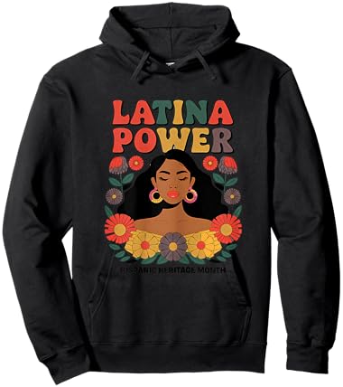 Latina Power Women Hispanic Heritage Month Shirt Flowers Hoodie - Hoodie | Black
