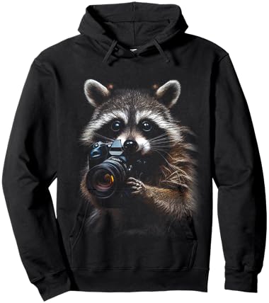 Camera Photographer Funny Animal Raccoon Photography Hoodie - Hoodie | Black