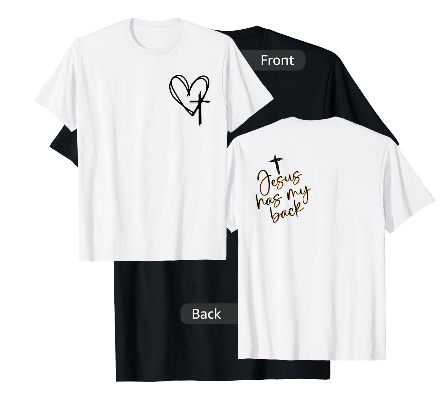 Vintage Christian Cross Heart - Jesus Has My Back T-Shirt