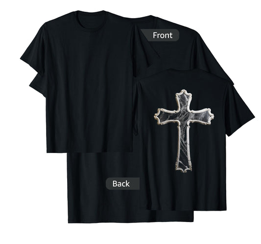 Large Crucifix Cross on Back Christian T-Shirt