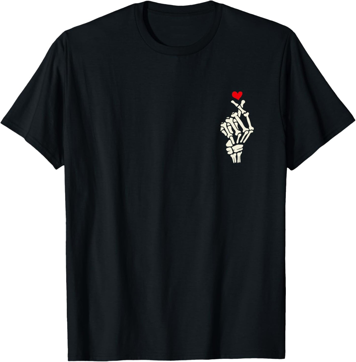 Skeleton Heart Hand Halloween Valentine Girl Women Men T-Shirt - T-Shirt | Black