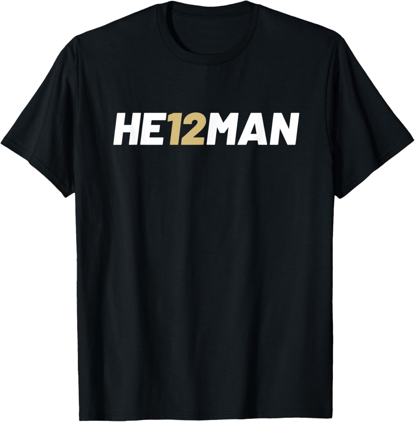 HE12MAN HE IS MAN Football Clothing & Apparel Black Small Modern Classic Short Sleeve T-Shirt - T-Shirt | Black
