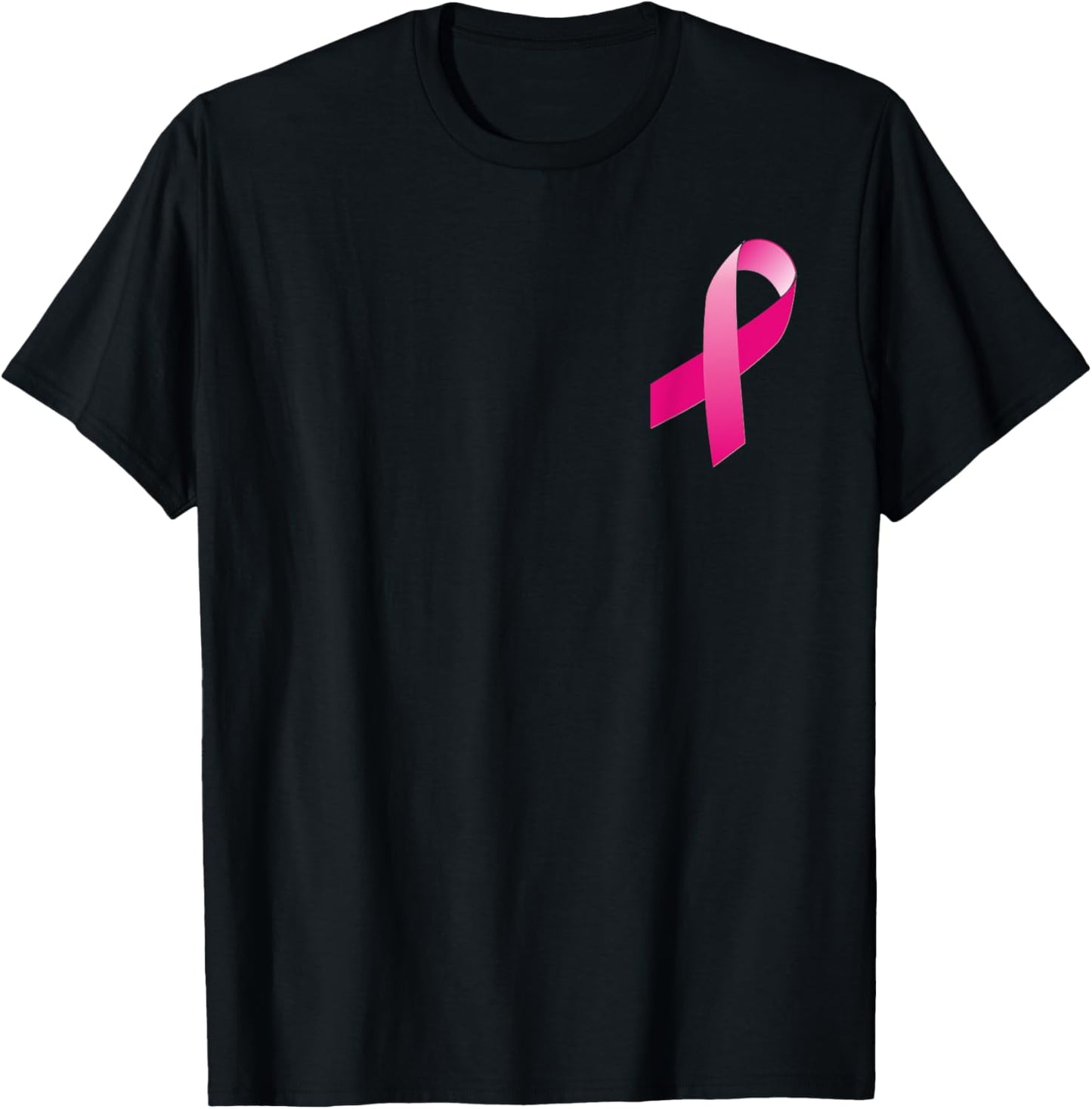 Breast Cancer Awareness Ribbon Small Print T-Shirt - T-Shirt | Black