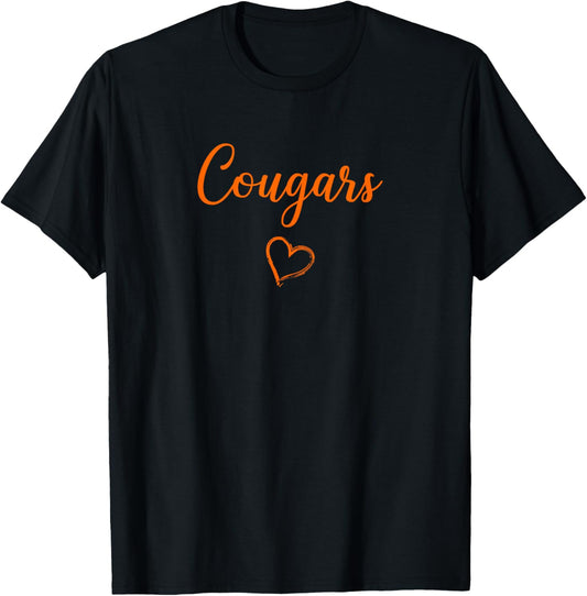 Garden City Cougars Above Small Heart T-Shirt - T-Shirt | Black