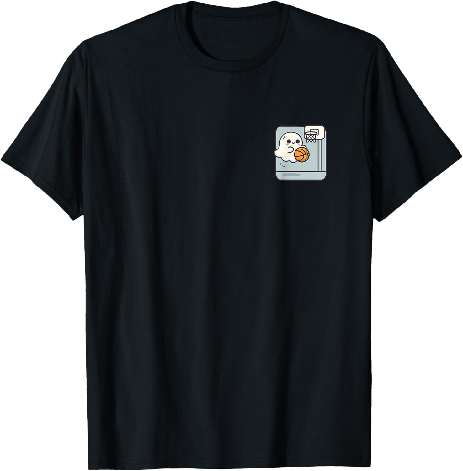 Ghost Playing Basketball Minimalist Funny Halloween Costume T-Shirt - T-Shirt | Black