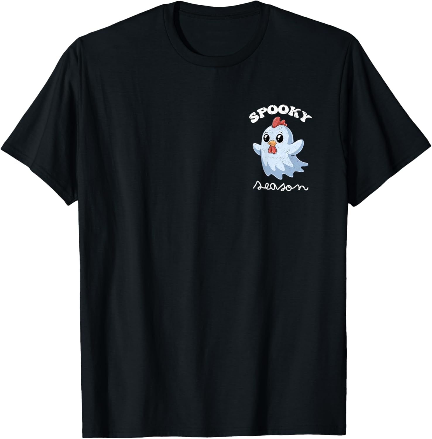 Halloween Chicken Ghost Spooky Season Costume Pocket T-Shirt - T-Shirt | Black