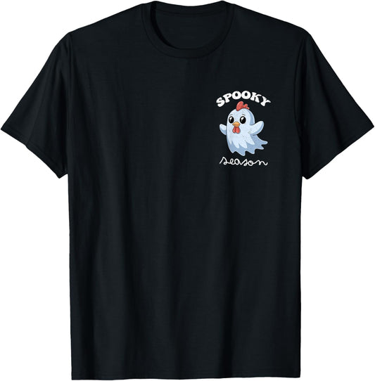 Halloween Chicken Ghost Spooky Season Costume Pocket T-Shirt - T-Shirt | Black
