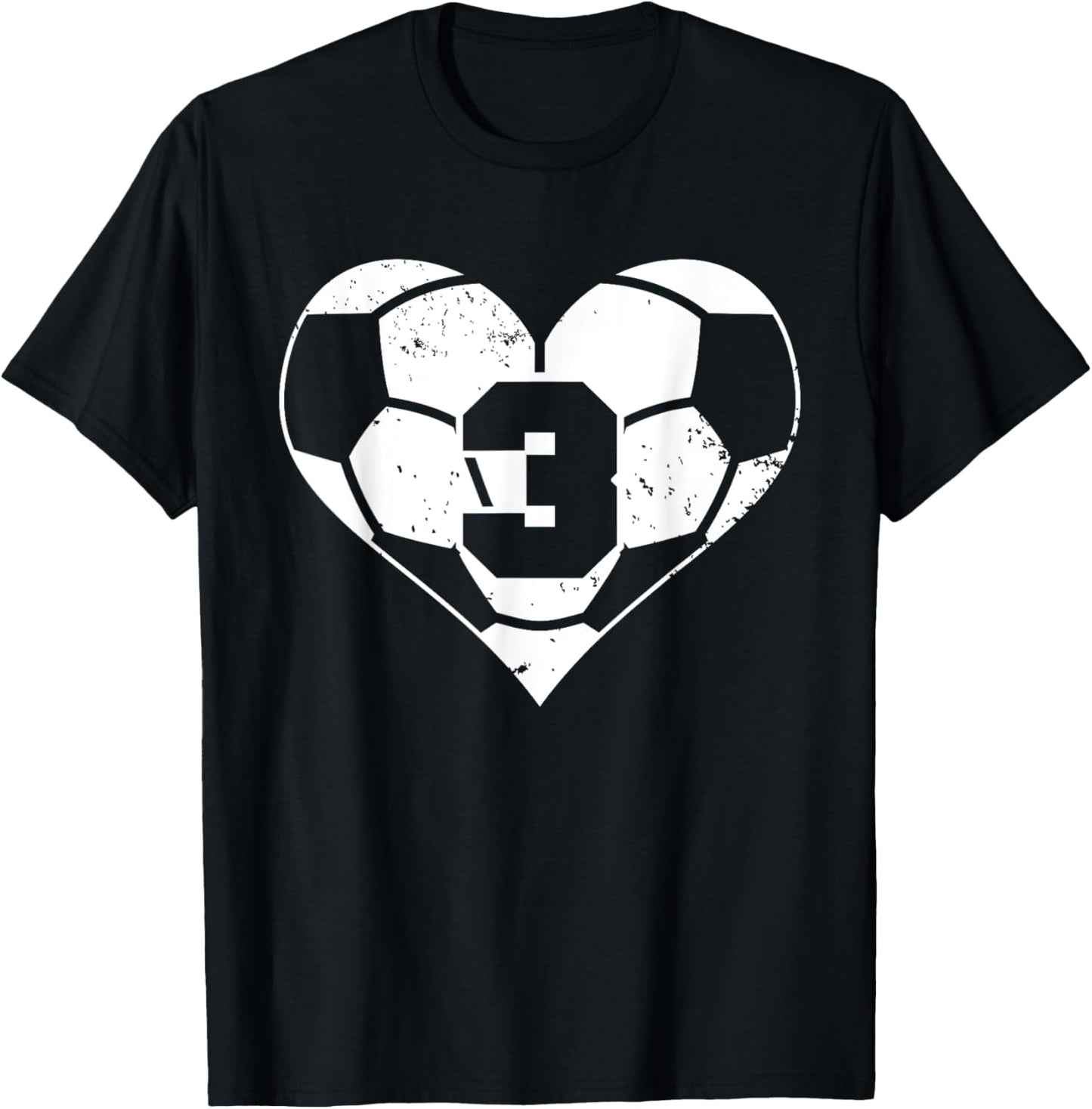 Soccer Number 3 Jersey Funny Soccer Heart Game Day T-Shirt - T-Shirt | Black