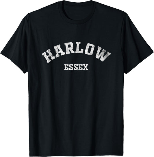 Harlow Essex Gifts England Vintage Souvenirs Apparel Retro T-Shirt - T-Shirt | Black