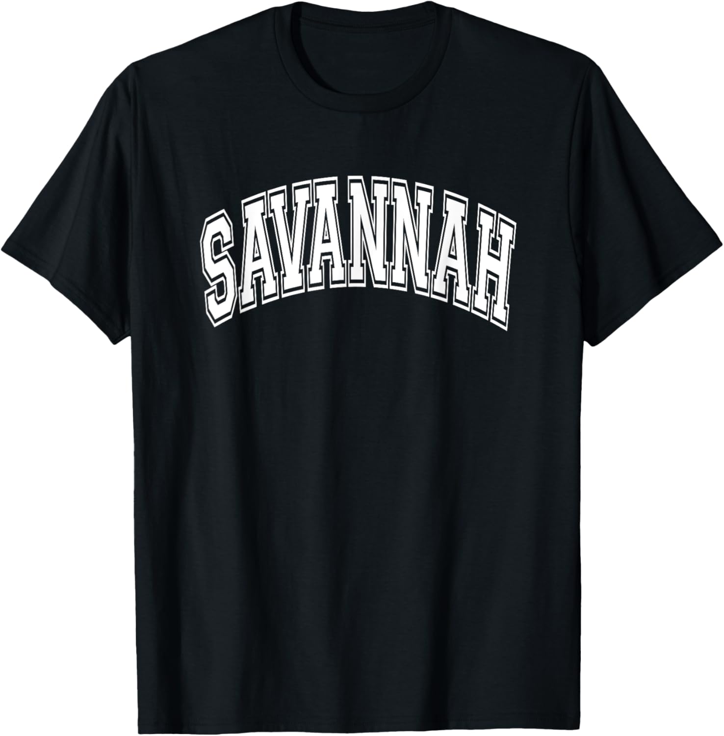 Savannah Arched White Text T-Shirt - T-Shirt | Black