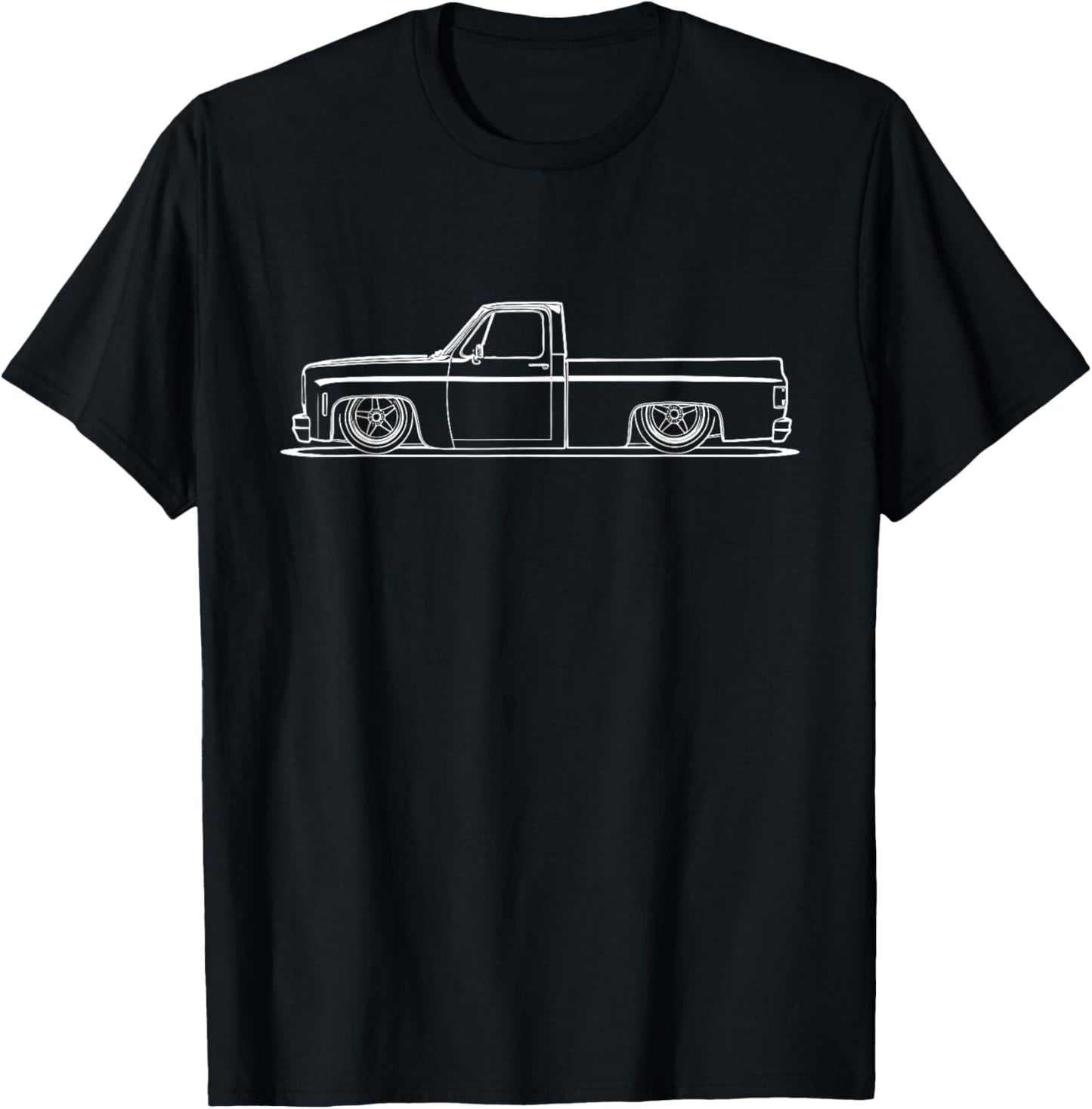Tubbed and Bagged Third Generation C10 Squarebody Truck T-Shirt - T-Shirt | Black