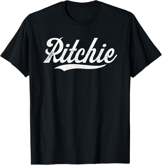 Distressed Script JR Ritchie Prospect Baseball Fan Gear T-Shirt - T-Shirt | Black