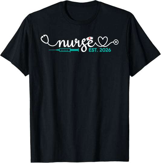 Graduate Nurse Est. 2026 RN Nursing School Graduation Gifts T-Shirt - T-Shirt | Black