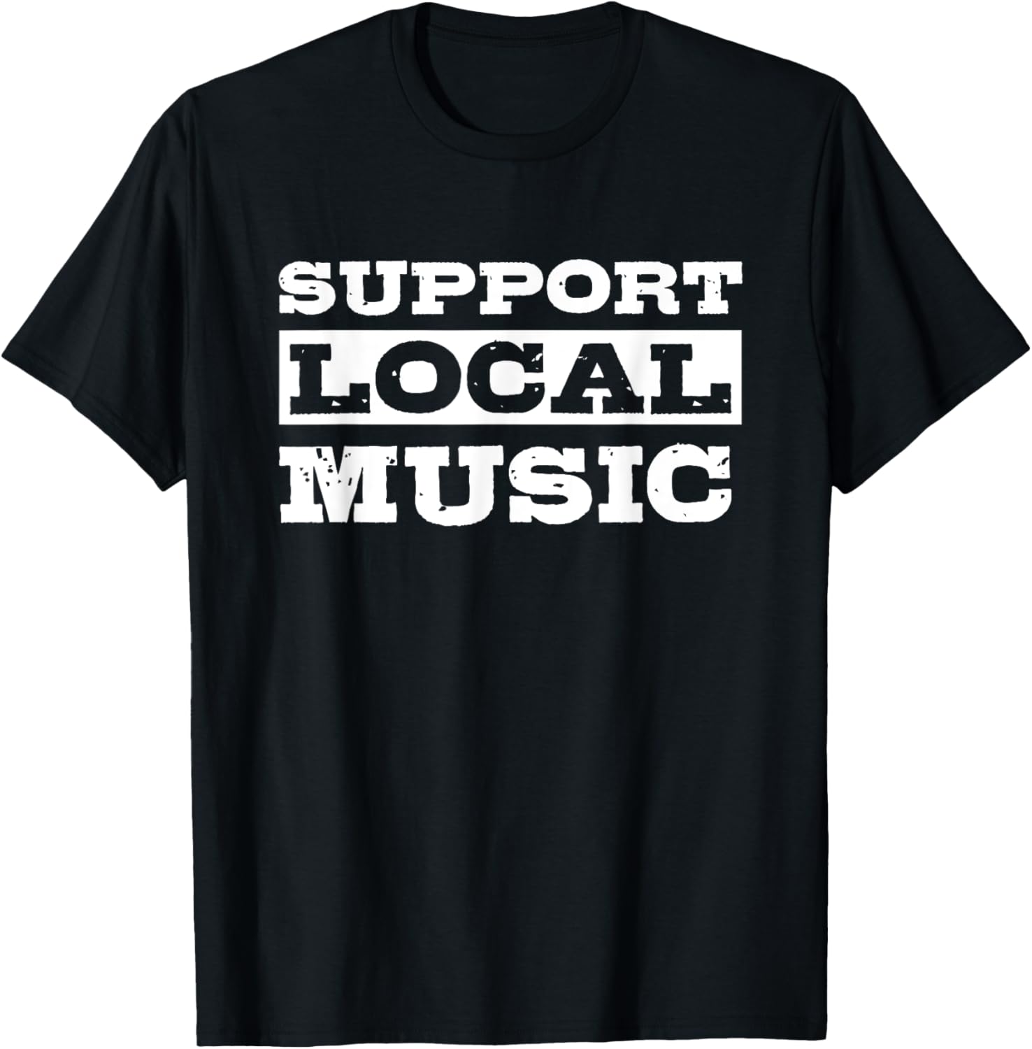 Support Local Music Vintage Retro T-Shirt - T-Shirt | Black