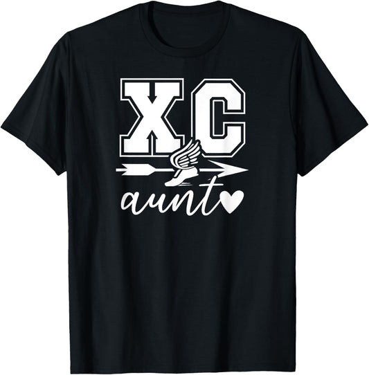 XC Aunt Cross Country Aunt Of A Cross Country Runner Auntie T-Shirt - T-Shirt | Black