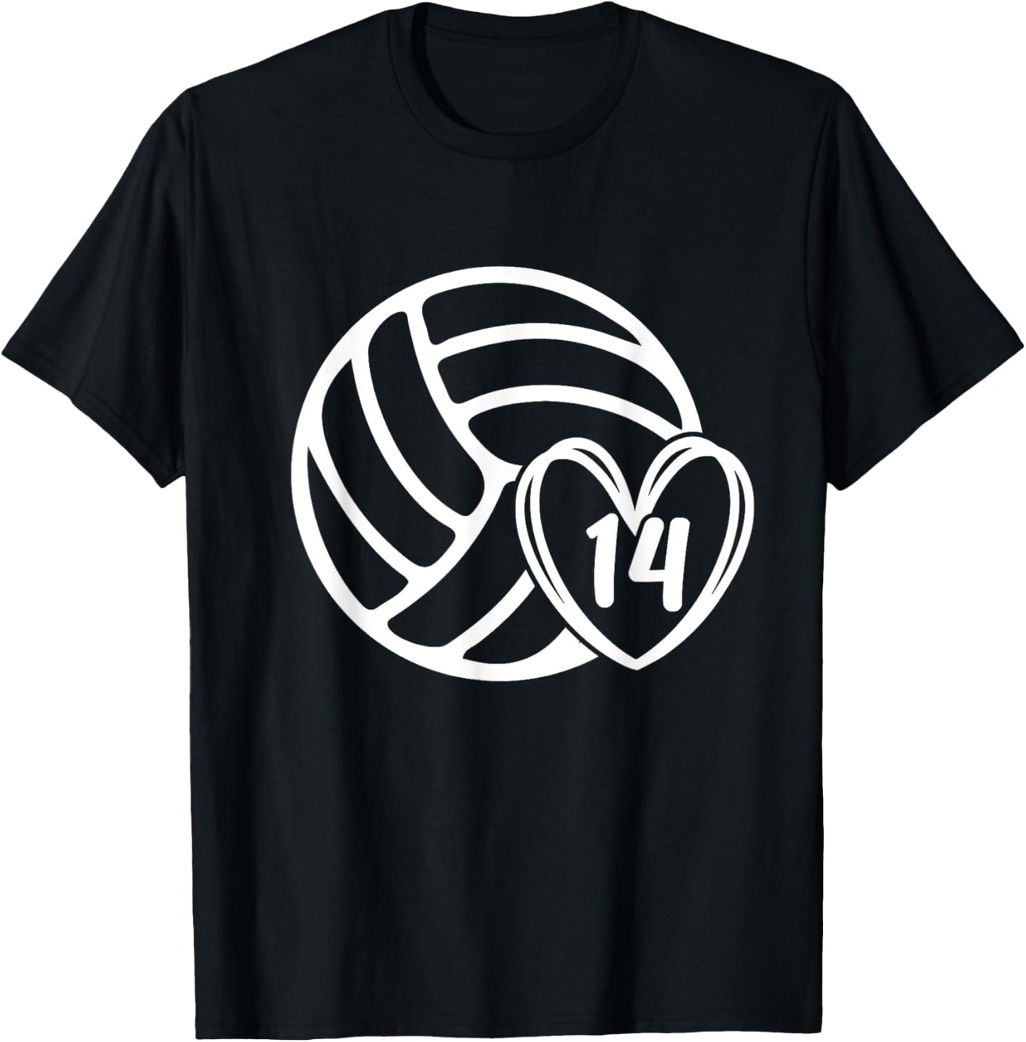 Volleyball Player #14 Volleyball Mom Dad Number 14 T-Shirt - T-Shirt | Black