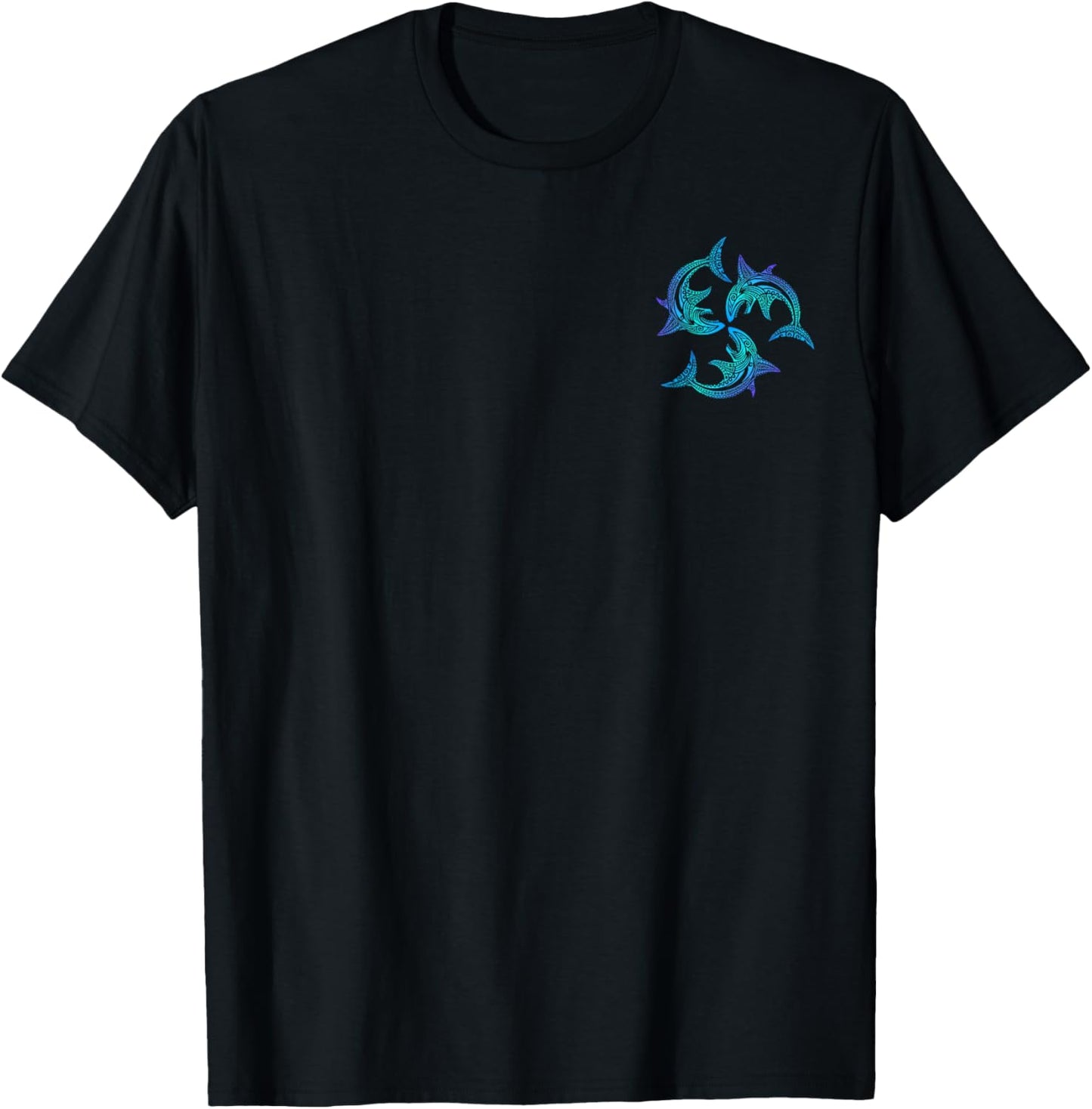 Tribal Hawaiian Maori Sun Sea Shark (2 sided) T-Shirt - T-Shirt | Black
