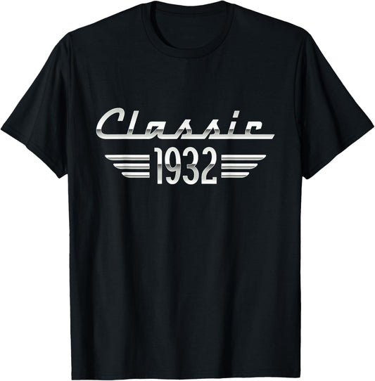 93 Year Old Gifts Classic 1932 93rd Birthday T-Shirt - T-Shirt | Black
