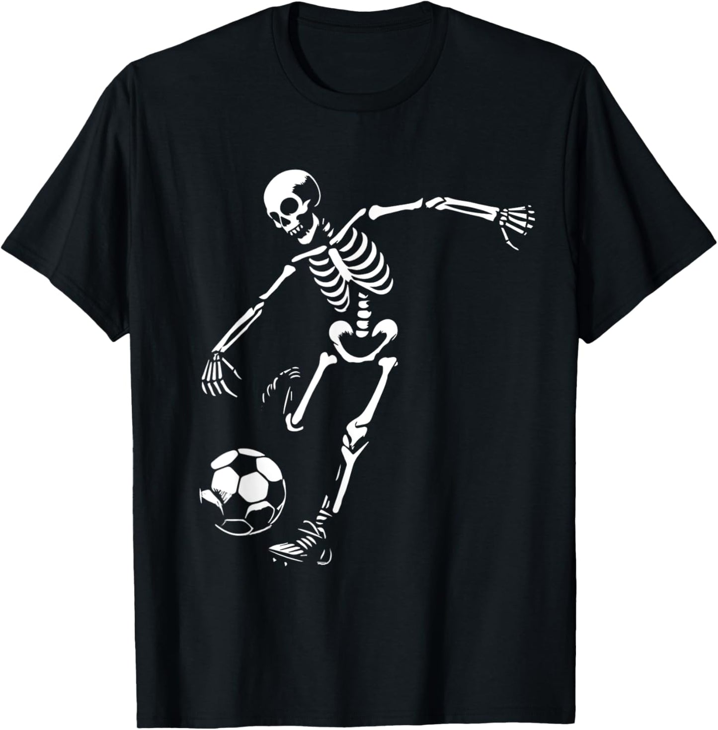Funny Skeleton Playing Soccer, Halloween Soccer Boys Girls T-Shirt - T-Shirt | Black