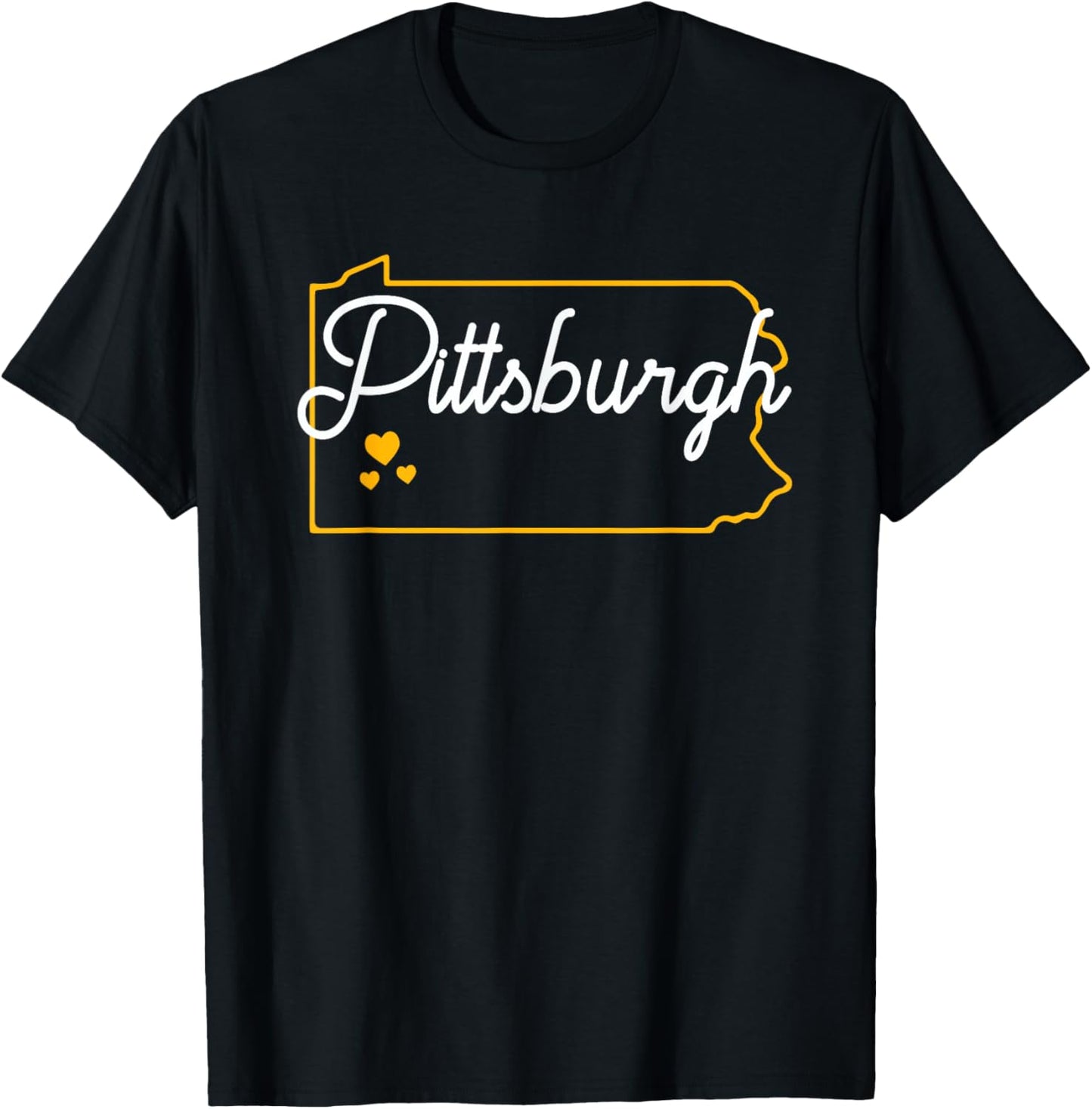 Pittsburgh Map Heart 412 Yinz T-Shirt - T-Shirt | Black