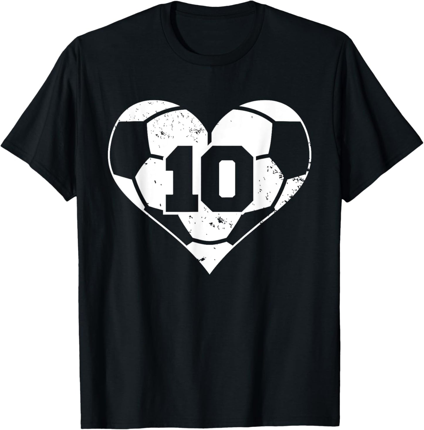 Soccer Number 10 Jersey Funny Soccer Heart Game Day T-Shirt - T-Shirt | Black
