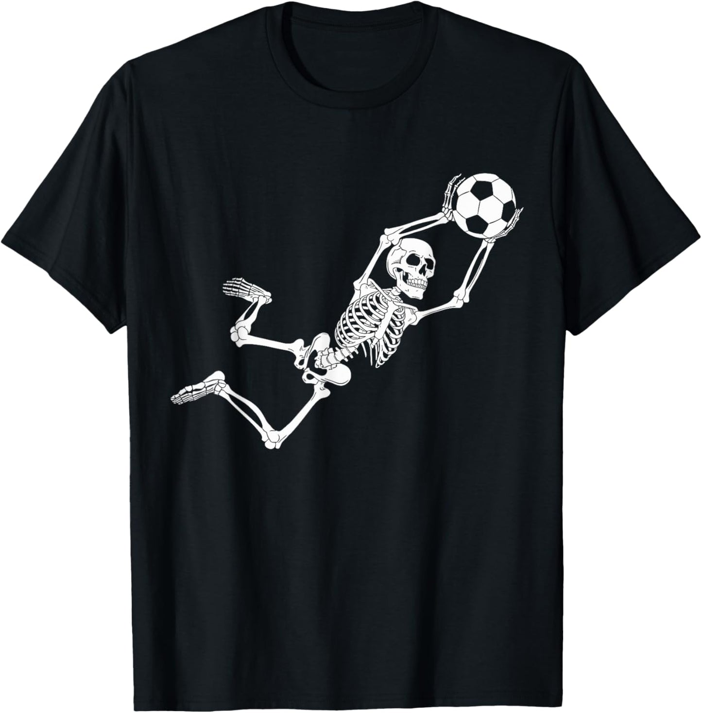Funny Skeleton Soccer Lovers Spooky Halloween Goalkeeper T-Shirt - T-Shirt | Black