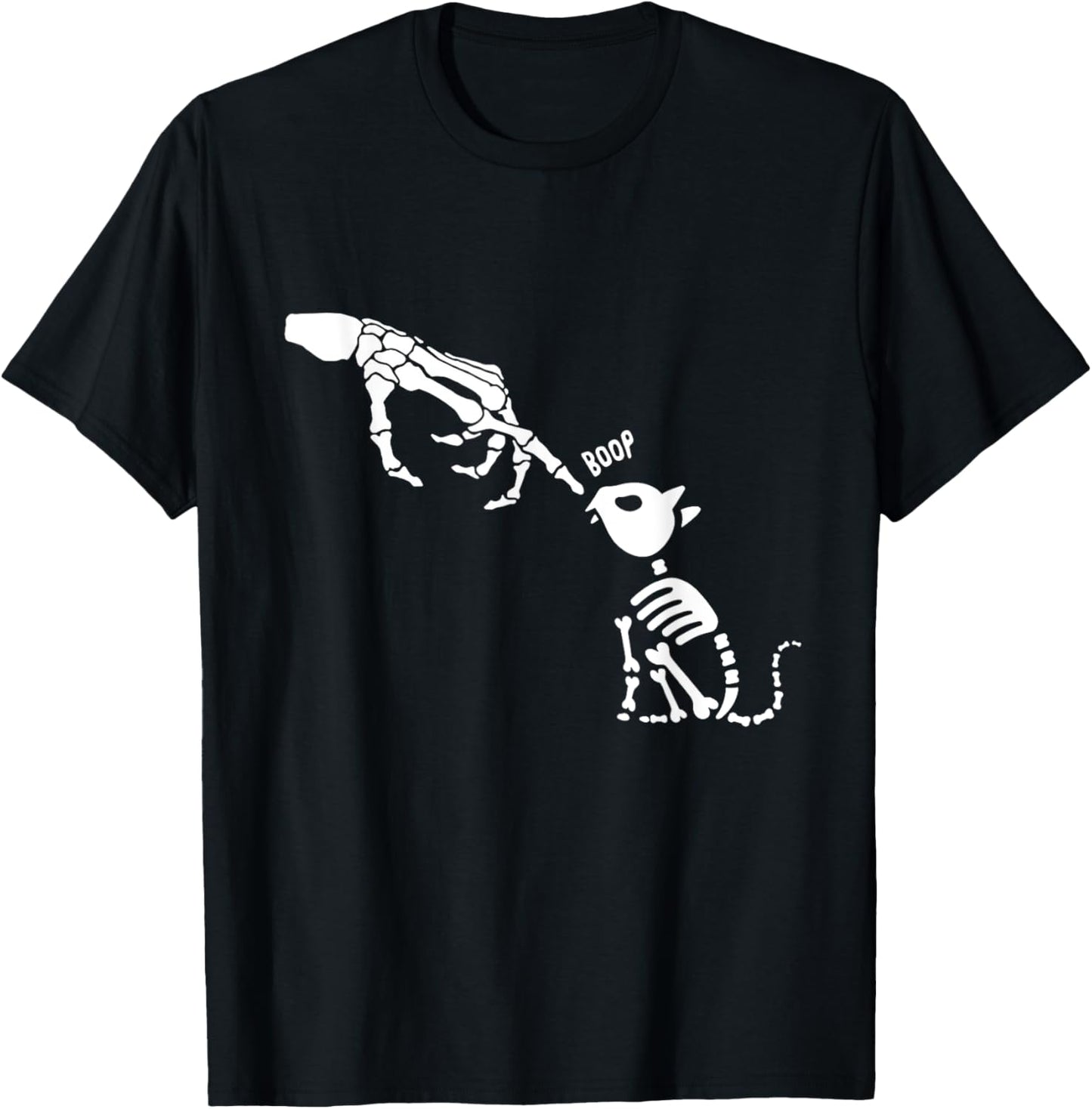Skeleton Cat Halloween Goth Boop Cat Cute Halloween Women Kids T-Shirt - T-Shirt | Black