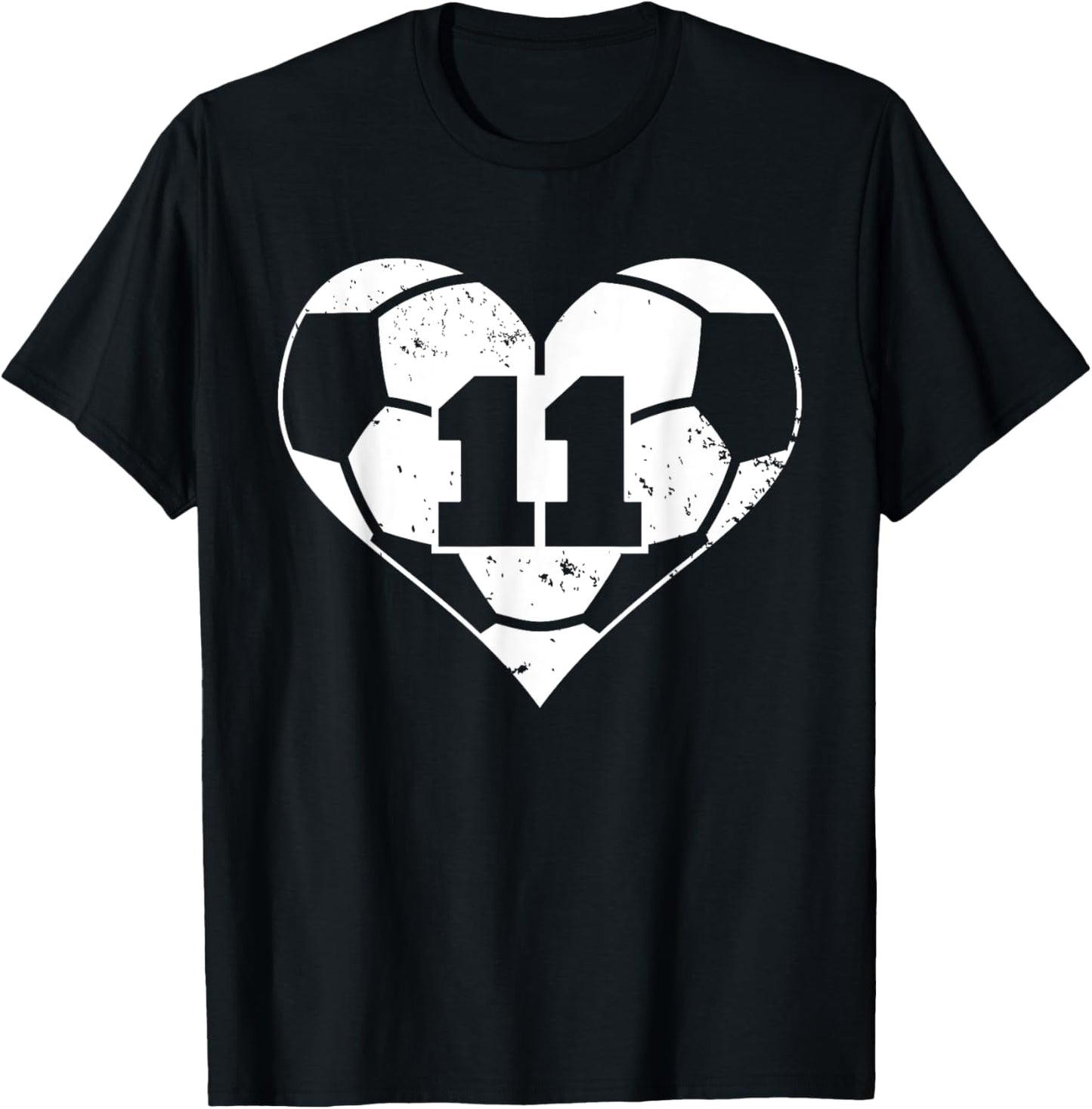 Soccer Number 11 Jersey Funny Soccer Heart Game Day T-Shirt - T-Shirt | Black