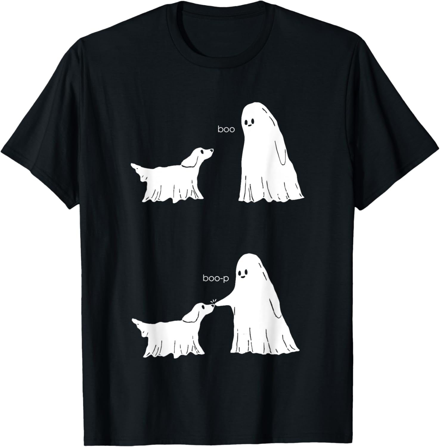 Ghost Touch The Dog Boo Boo-p Halloween T-Shirt - T-Shirt | Black