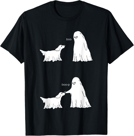 Ghost Touch The Dog Boo Boo-p Halloween T-Shirt - T-Shirt | Black