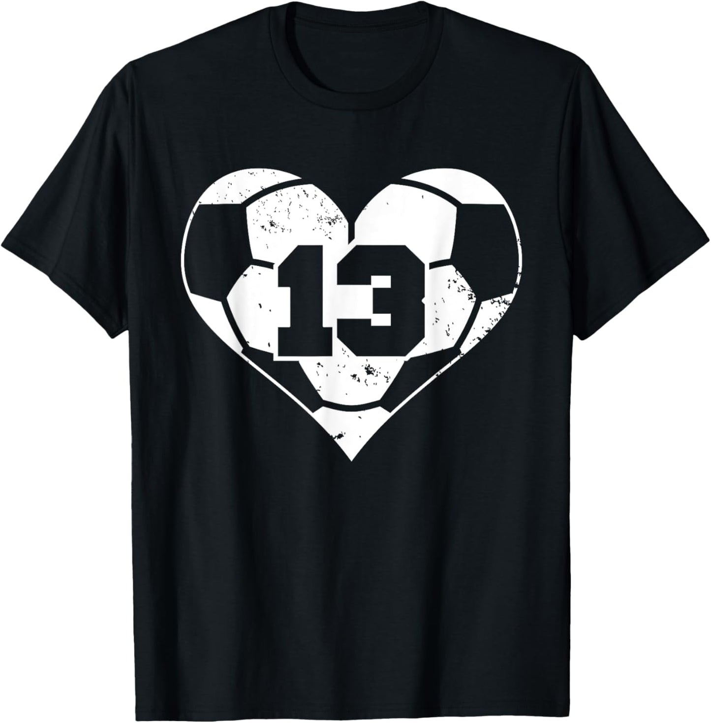 Soccer Number 13 Jersey Funny Soccer Heart Game Day T-Shirt - T-Shirt | Black