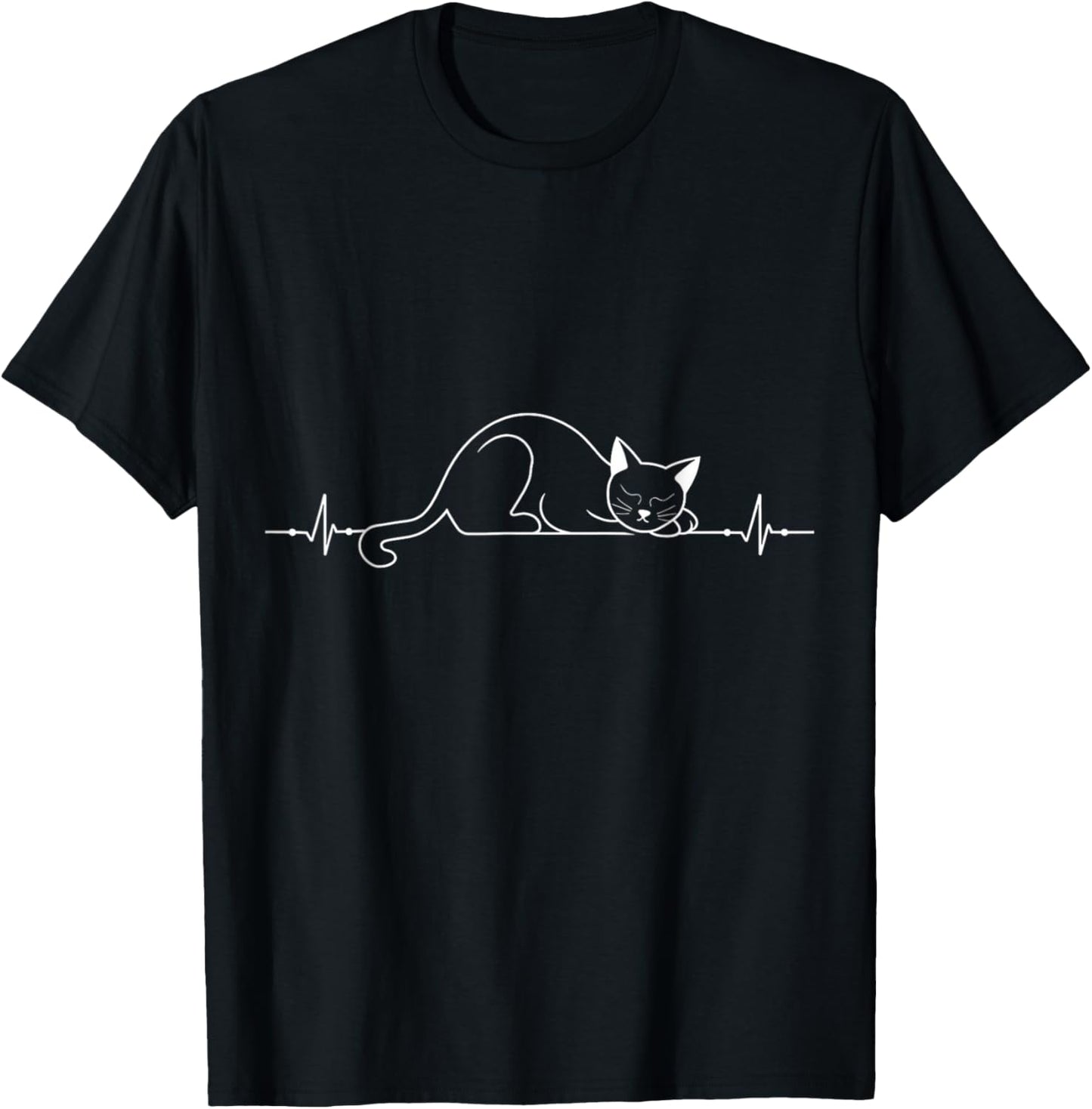 Cat Heartbeat Love Cats Women's Girls Cat Lover T-Shirt - T-Shirt | Black