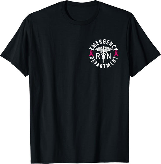 Emergency Department Emergency Room Nurse Breast Cancer T-Shirt - T-Shirt | Black