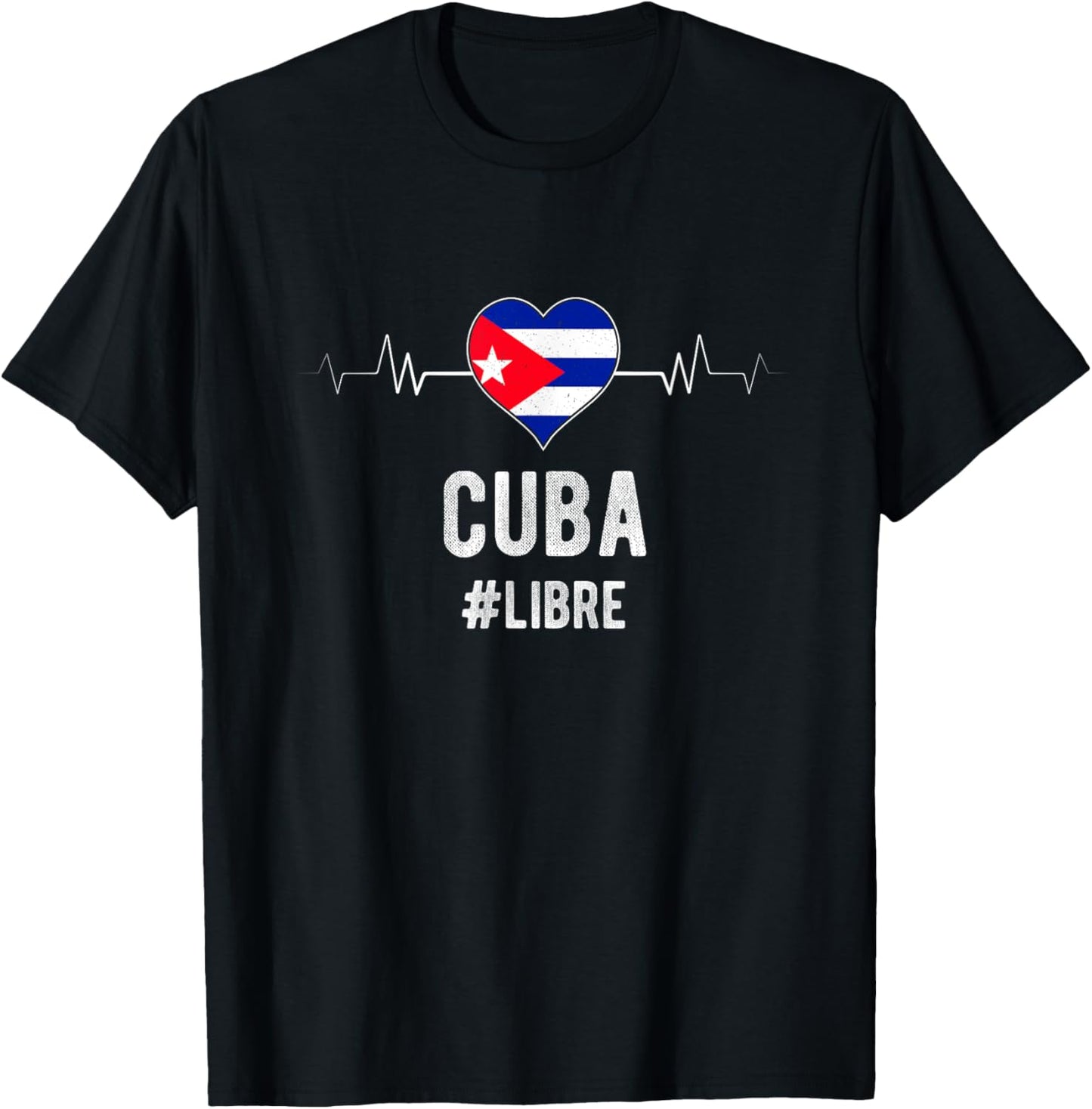 Cuba #LIBRE Cuba Libre Heart Flag Cuban National Heritage T-Shirt - T-Shirt | Black