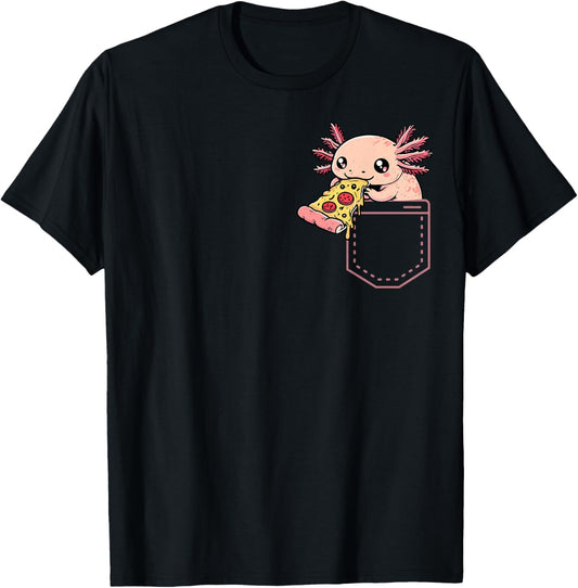 Axolotl Pizza Pocket Snacks Fun Snaxalotl Axolotl In Pocket T-Shirt - T-Shirt | Black