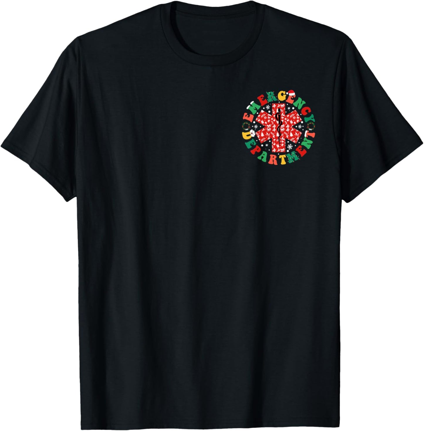 Emergency Department Christmas Skeleton ER Nurse Christmas T-Shirt - T-Shirt | Black