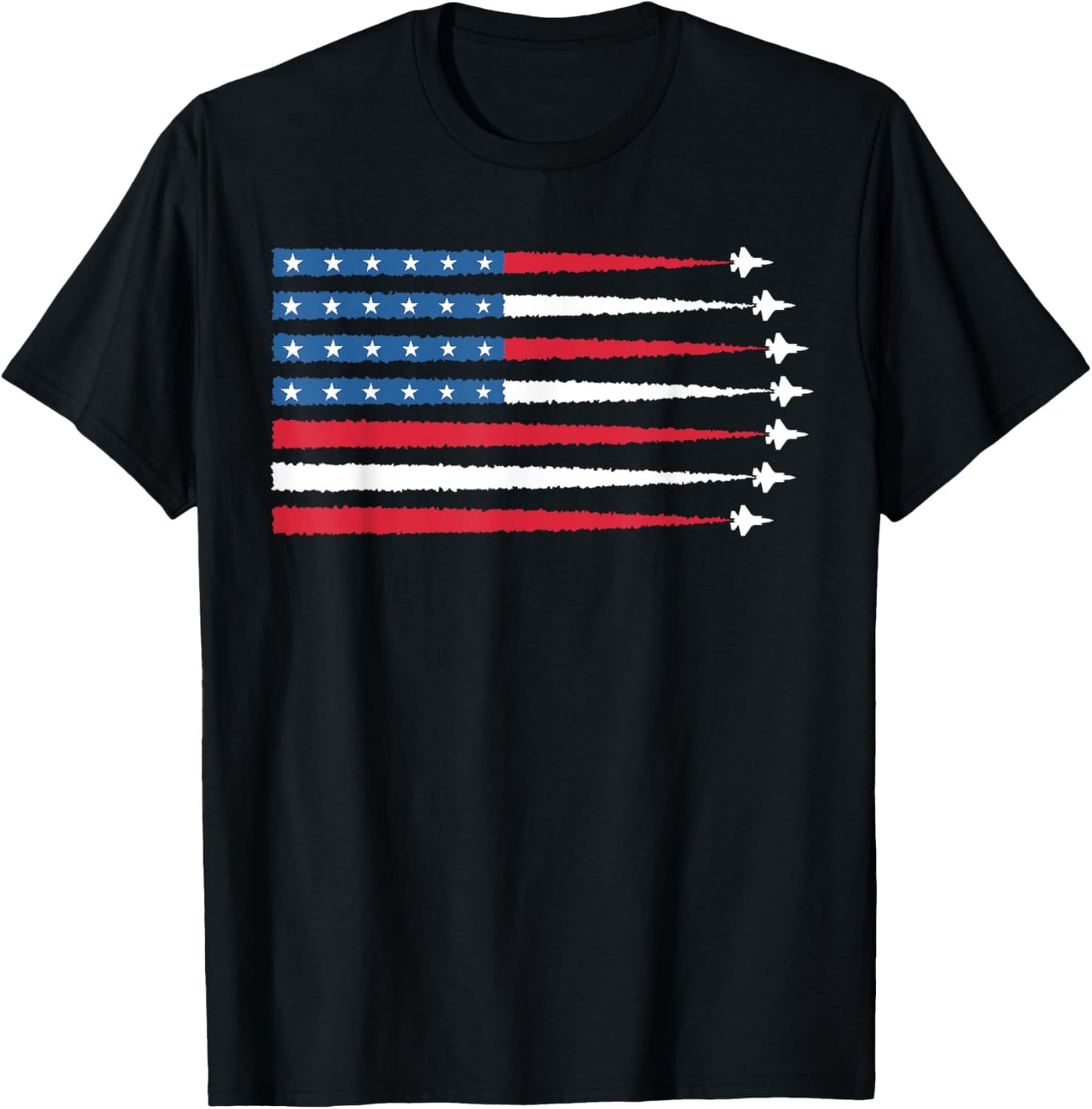 USA American Flag Men Women Kids Fighter Jets Patriotic T-Shirt - T-Shirt | Black