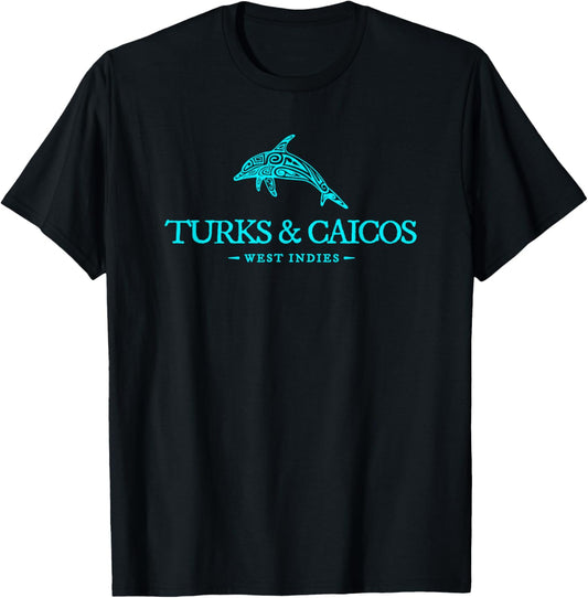 Turks and Caicos Islands Dolphin Colorful Cruise Souvenir T-Shirt - T-Shirt | Black