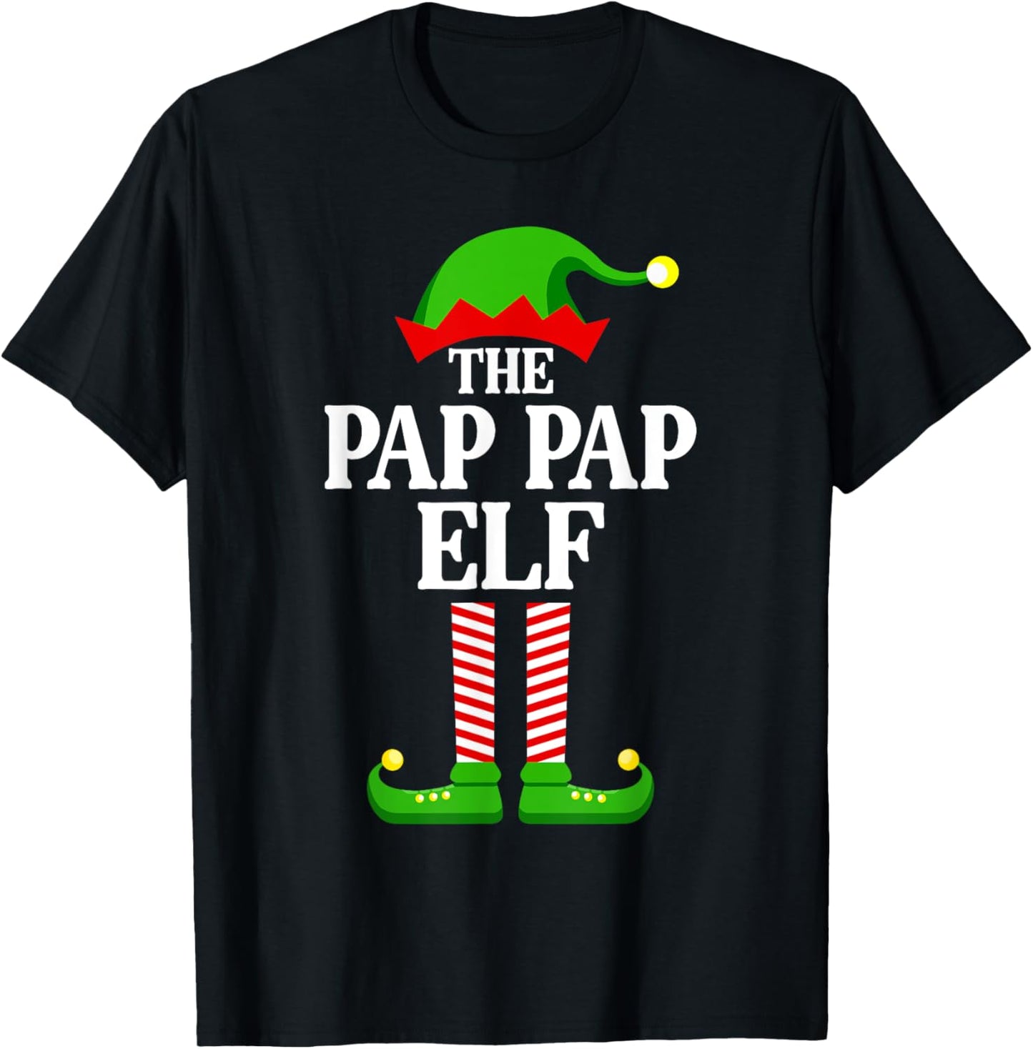 Pap Pap Elf Family Matching Group Funny Christmas T-Shirt - T-Shirt | Black
