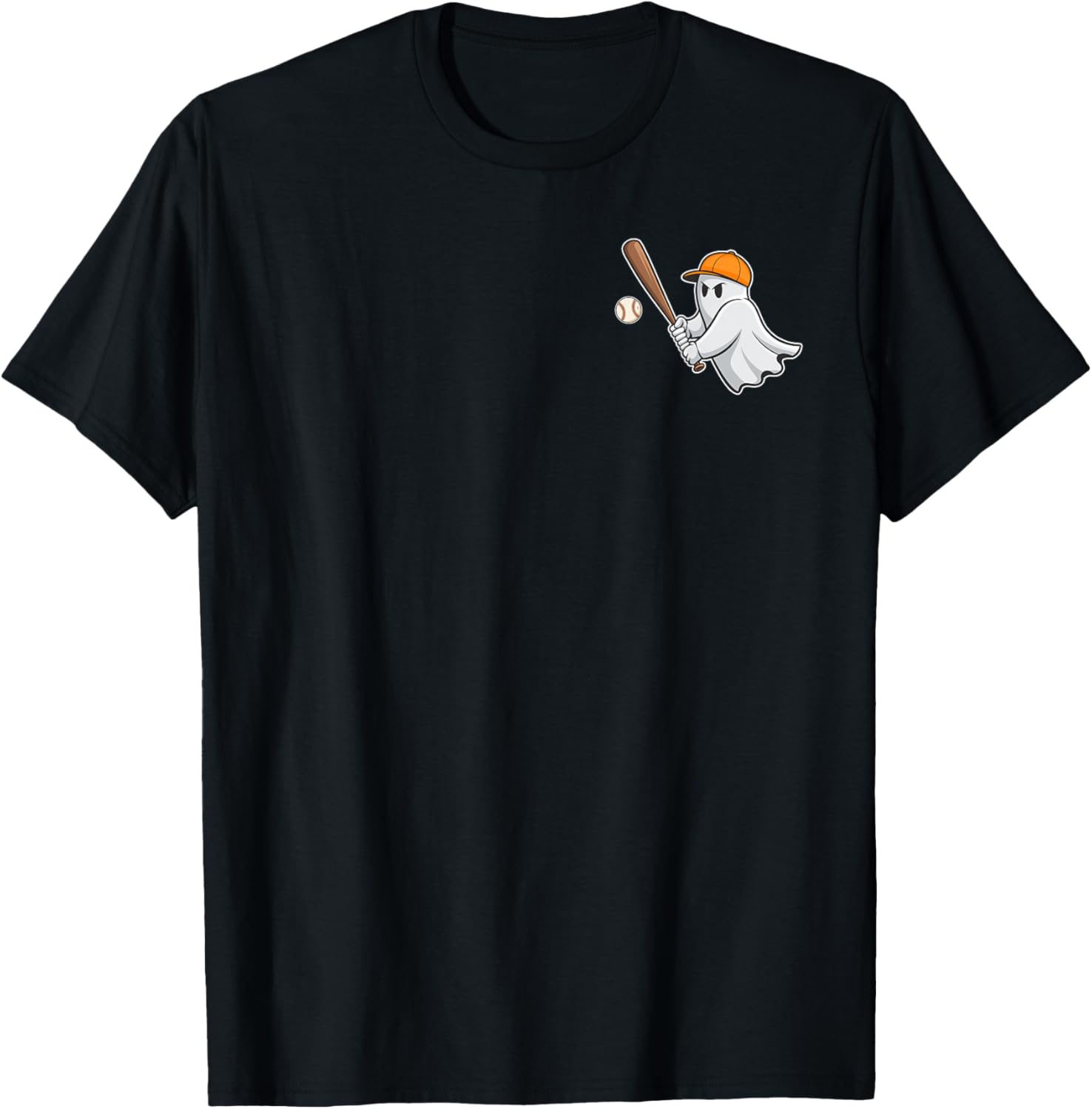 Ghost Playing Baseball Pocket Halloween Baseball Boys Kids T-Shirt - T-Shirt | Black