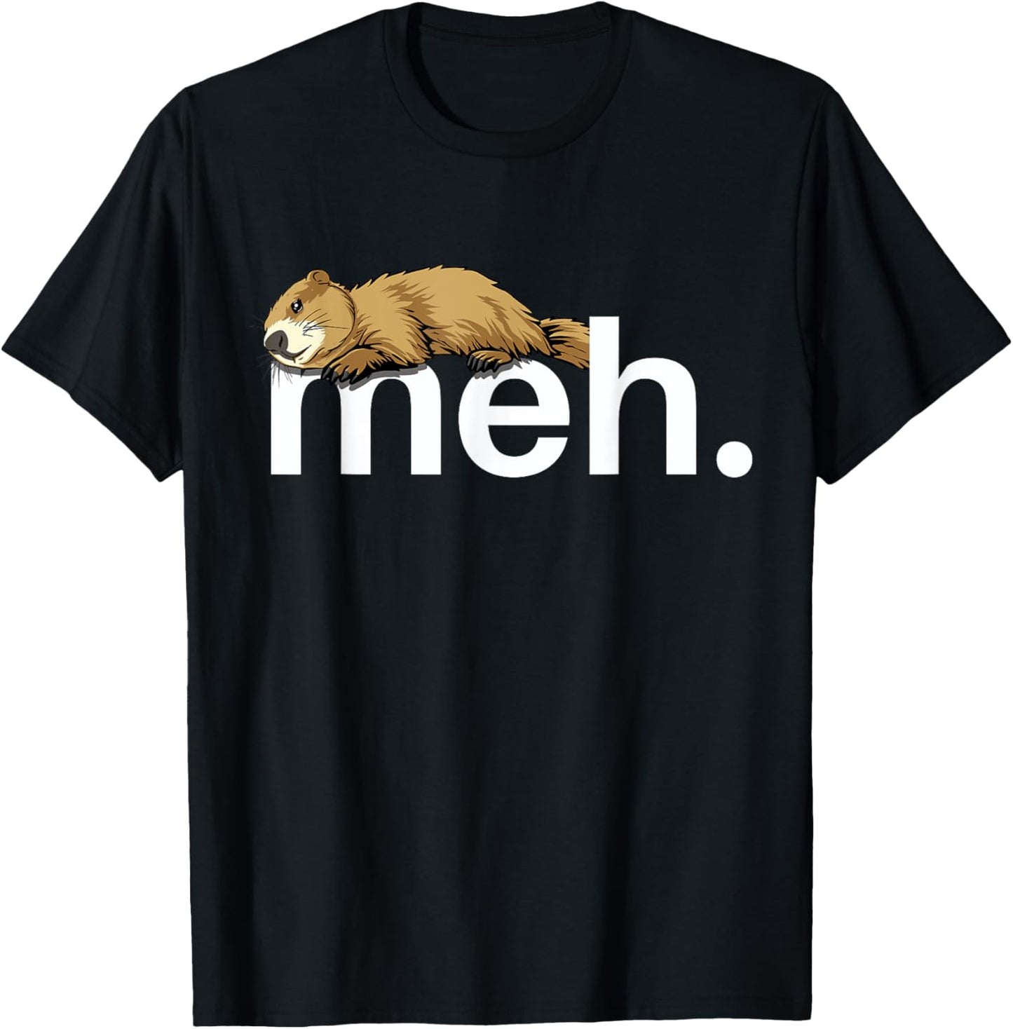 Meh Funny Groundhog Day Groundhog Meme Joke Groundhog T-Shirt - T-Shirt | Black