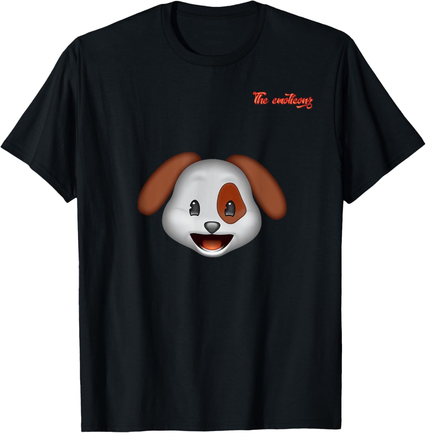 emoji happy enthusiastic dog face Men Women Kids T-Shirt - T-Shirt | Black