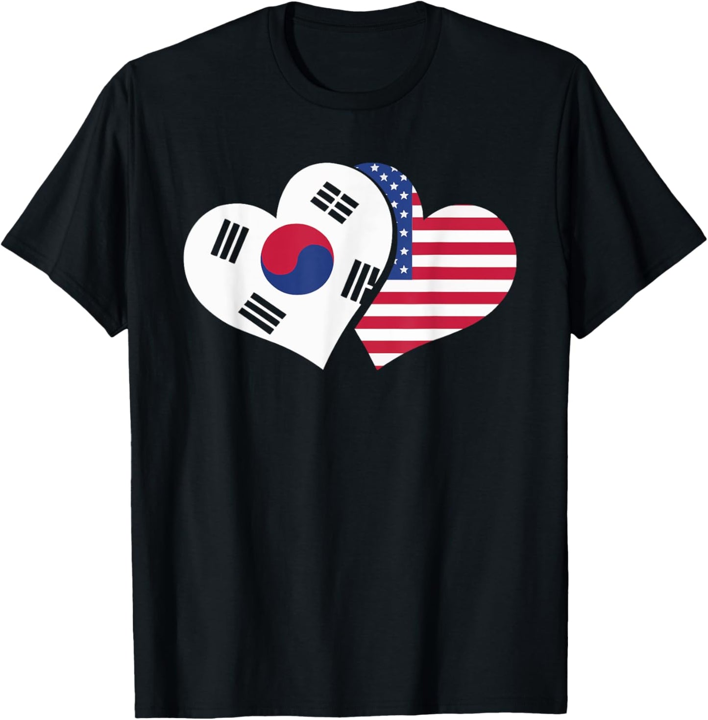 Half American Half Korean USA Flag South Korea America T-Shirt - T-Shirt | Black