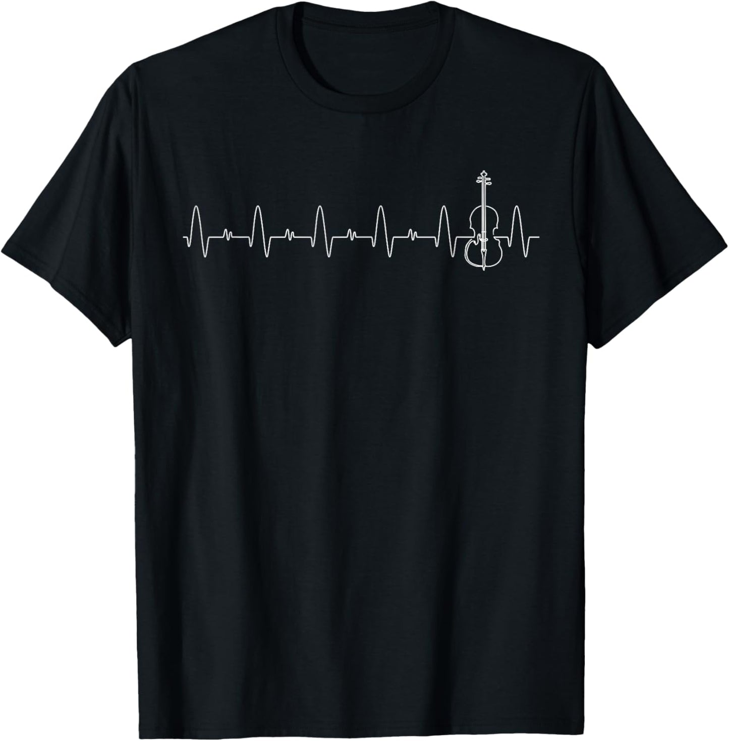 Heartbeat Violin - -Adult, Black, Small, Short Sleeve, Cotton Blend, , Classic Modern, Graphic, Music, Printed T-Shirt - T-Shirt | Black