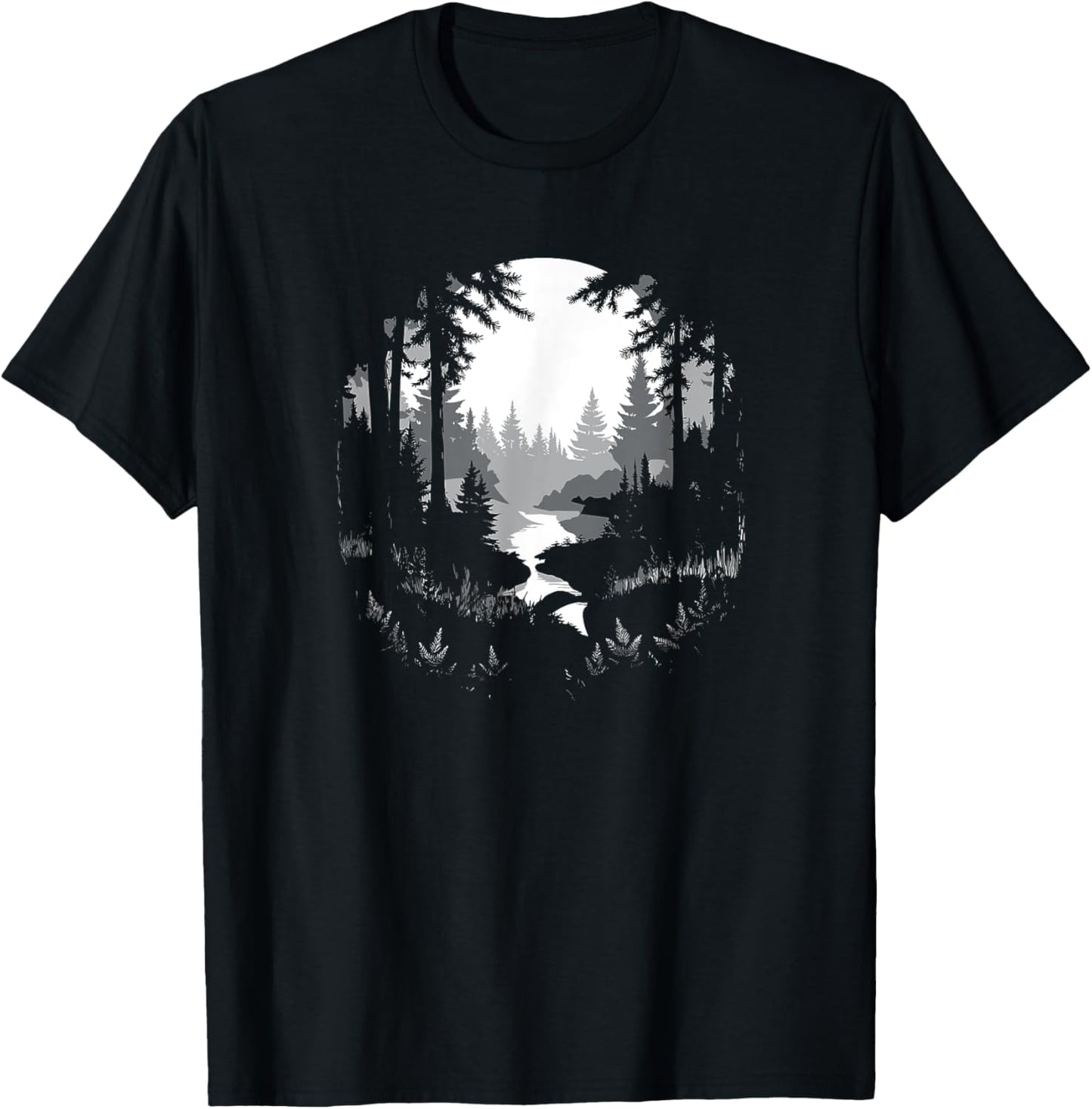 Night Nature Wildlife Trees Outdoor Men Boys Girls T-Shirt - T-Shirt | Black