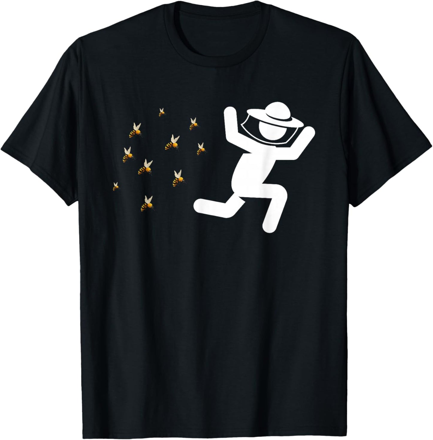 Beekeeper Chased By Bees Funny Honeybee Beekeeping Bee Lover T-Shirt - T-Shirt | Black