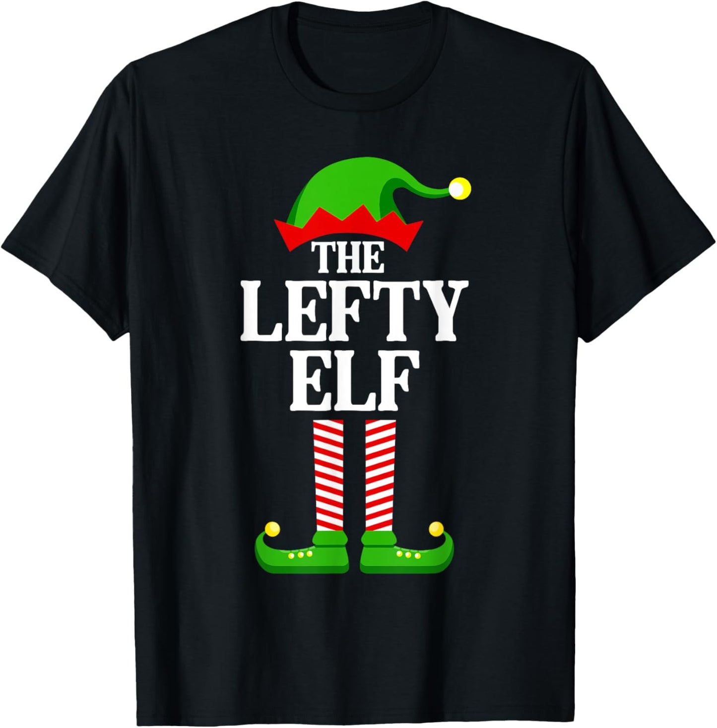 Lefty Elf Family Matching Group Funny Christmas T-Shirt - T-Shirt | Black