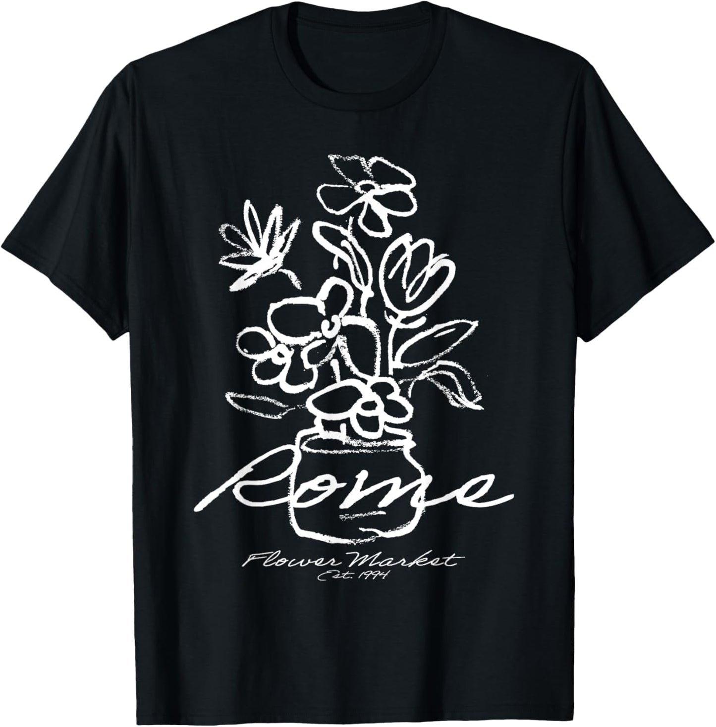 Rome Italy Minimalist Flower Art - Urban Aesthetic Rome T-Shirt - T-Shirt | Black