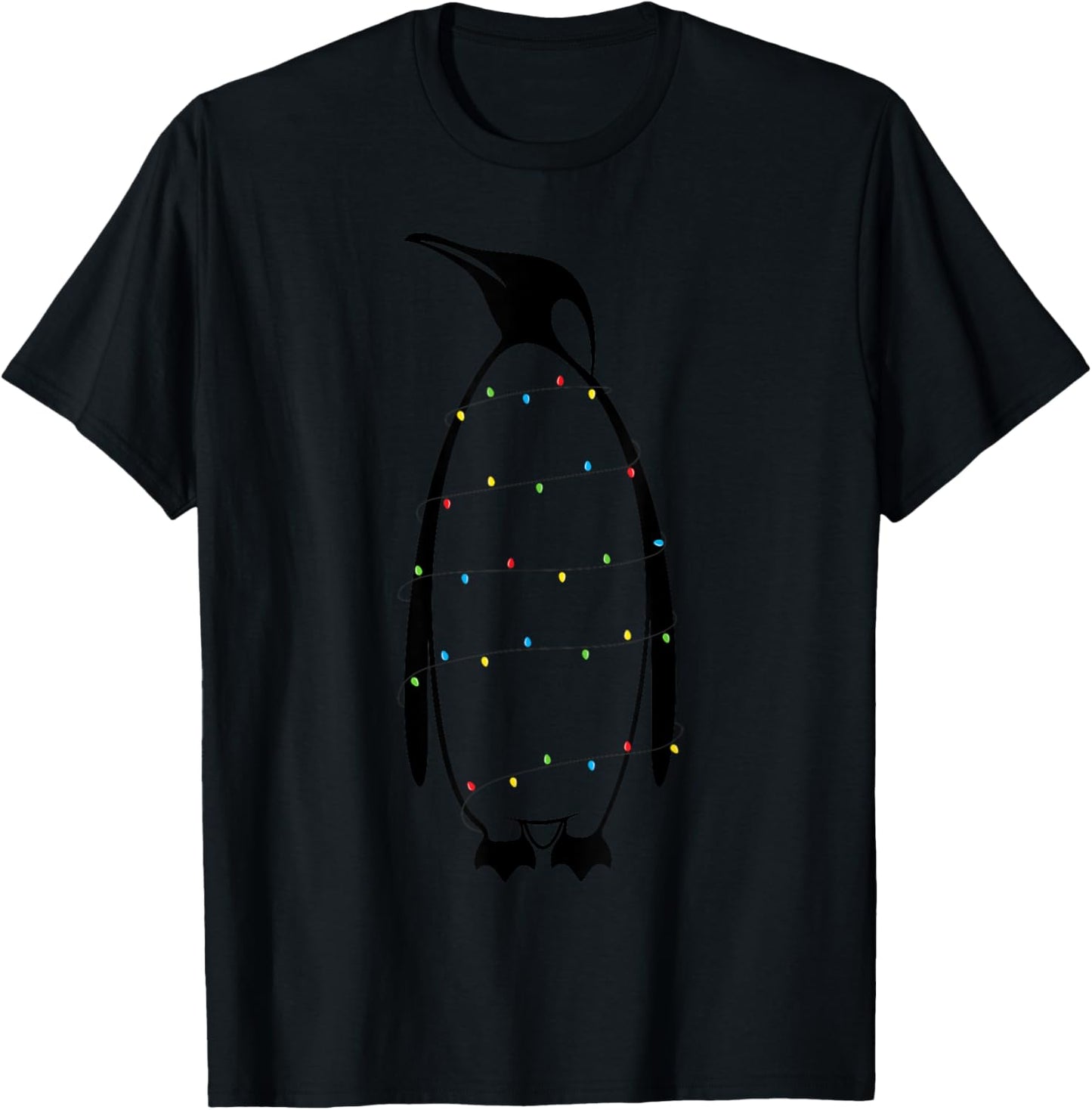 Penguin Pajama Christmas Lights Winter Decor T-Shirt - T-Shirt | Black